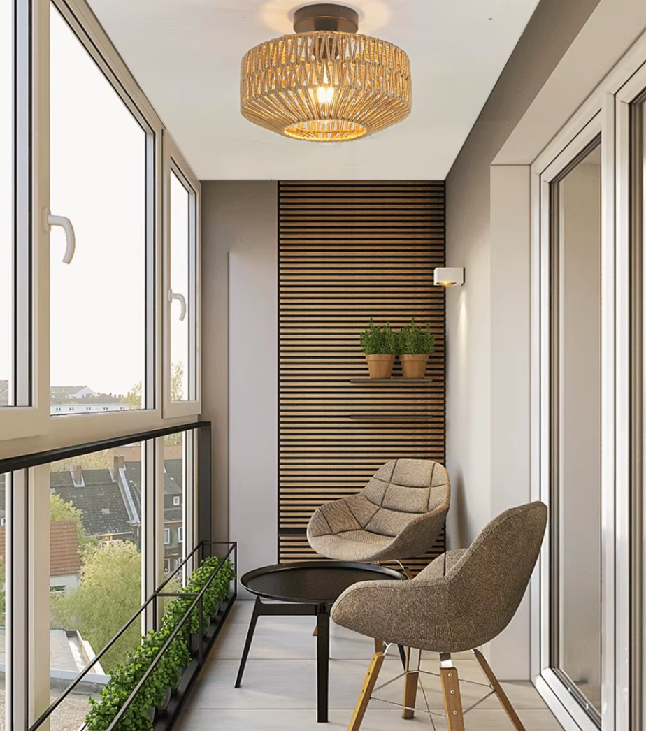 Rotan Hanglamp Handgeweven Natuurlijke Plafondlamp Bruin E27 Woonkamer | Sansoti