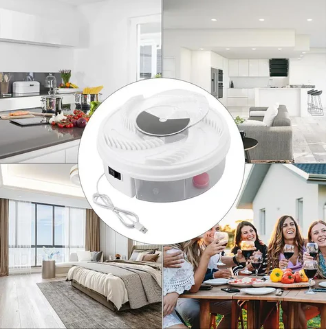 Automatische Vliegenvanger USB – Roterende Geruisloze Insectenval Zonder Chemicaliën 120m² Bereik – Veilig voor Kinderen en Huisdieren – Milieuvriendelijk | Sansoti