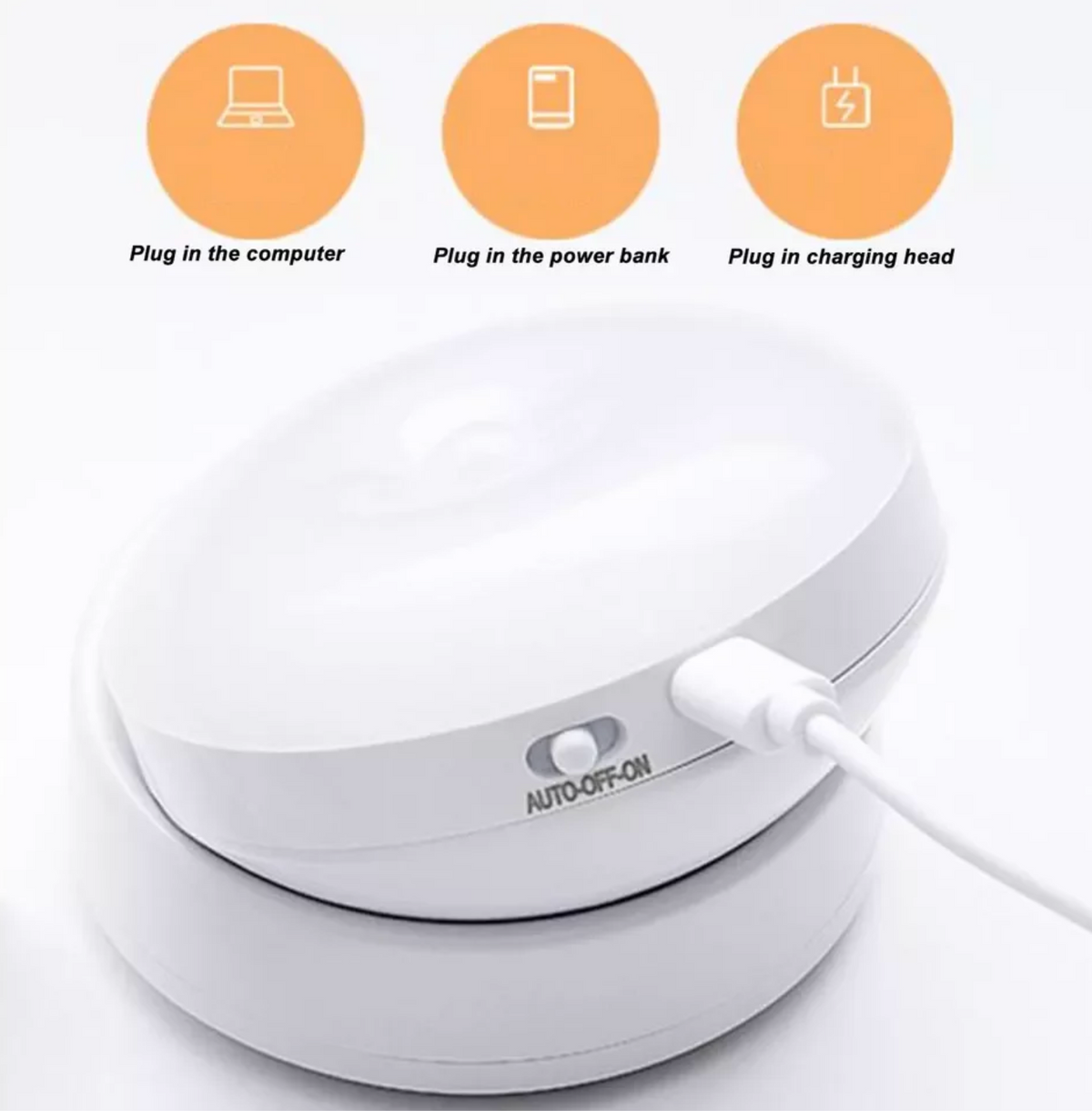 Rotatable Motion Sensor Wall Lamp LED Rechargeable Magnetic 360° Rotatable Acrylic Night Light 8x9cm | Sansoti