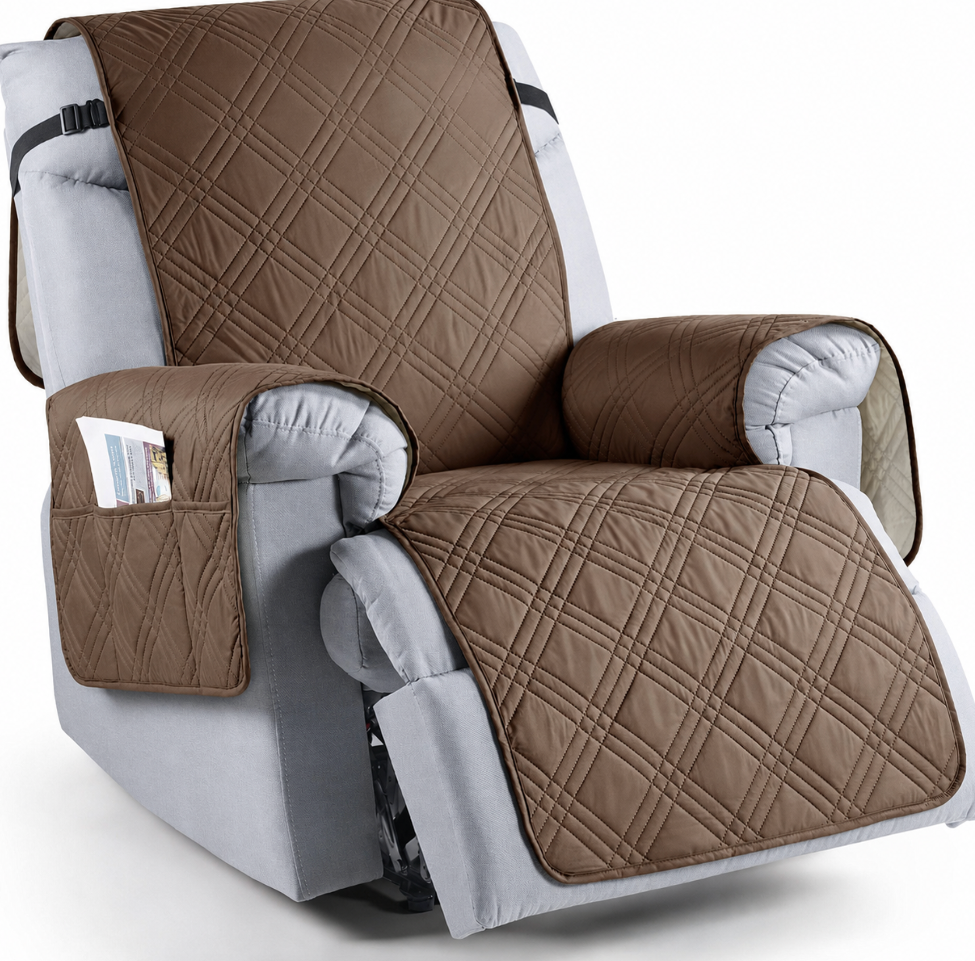 Housse imperméable pour fauteuil relax en microfibre antidérapante avec poches de rangement, protection pour fauteuil et animaux de compagnie | Sansoti