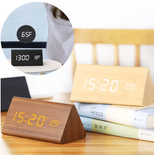 Réveil en Bois LED avec Activation Vocale & Design Minimaliste – Restfield