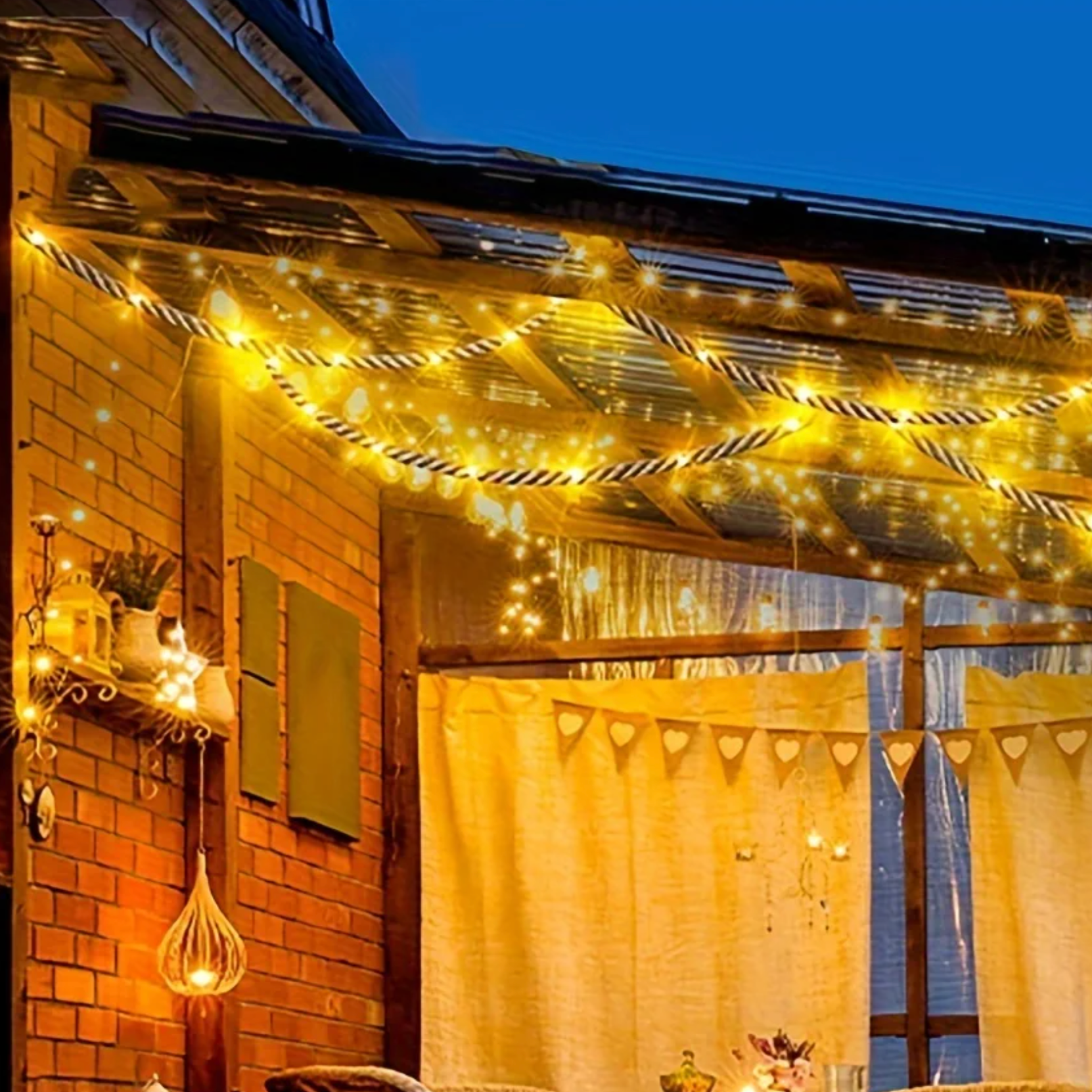 Solar Henneptouw Tuinverlichting 5 Meter met Warm LED-licht | Sansoti