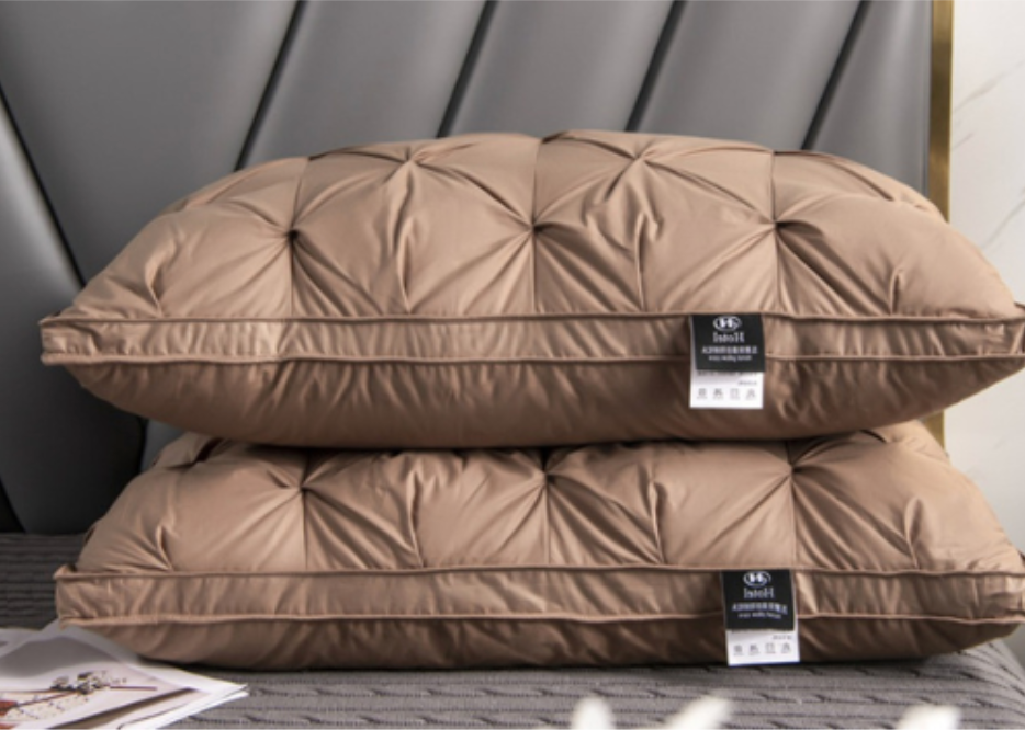 Ganzendons Slaapkussen 45x75 cm Wit Bruin Grijs Medium Stevig Hypoallergeen Katoenen Hoes Nek Rugsteun | Sansoti