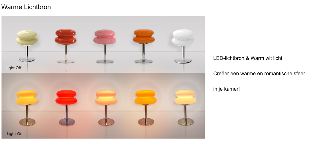 Bauhaus Tafellamp Glas Design Italiaans Dimbaar LED Nachtlamp USB | Sansoti