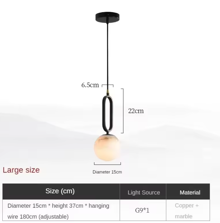 Natuurstenen Marmeren Hanglamp – Luxe Scandinavische Verlichting met Koperen Details | Sansoti