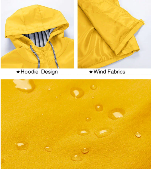 Waterdichte Damesjas met Capuchon Winddicht Regenjas Functioneel Outdoor Wandelen Hiking Allweer Lange Jas | Sansoti