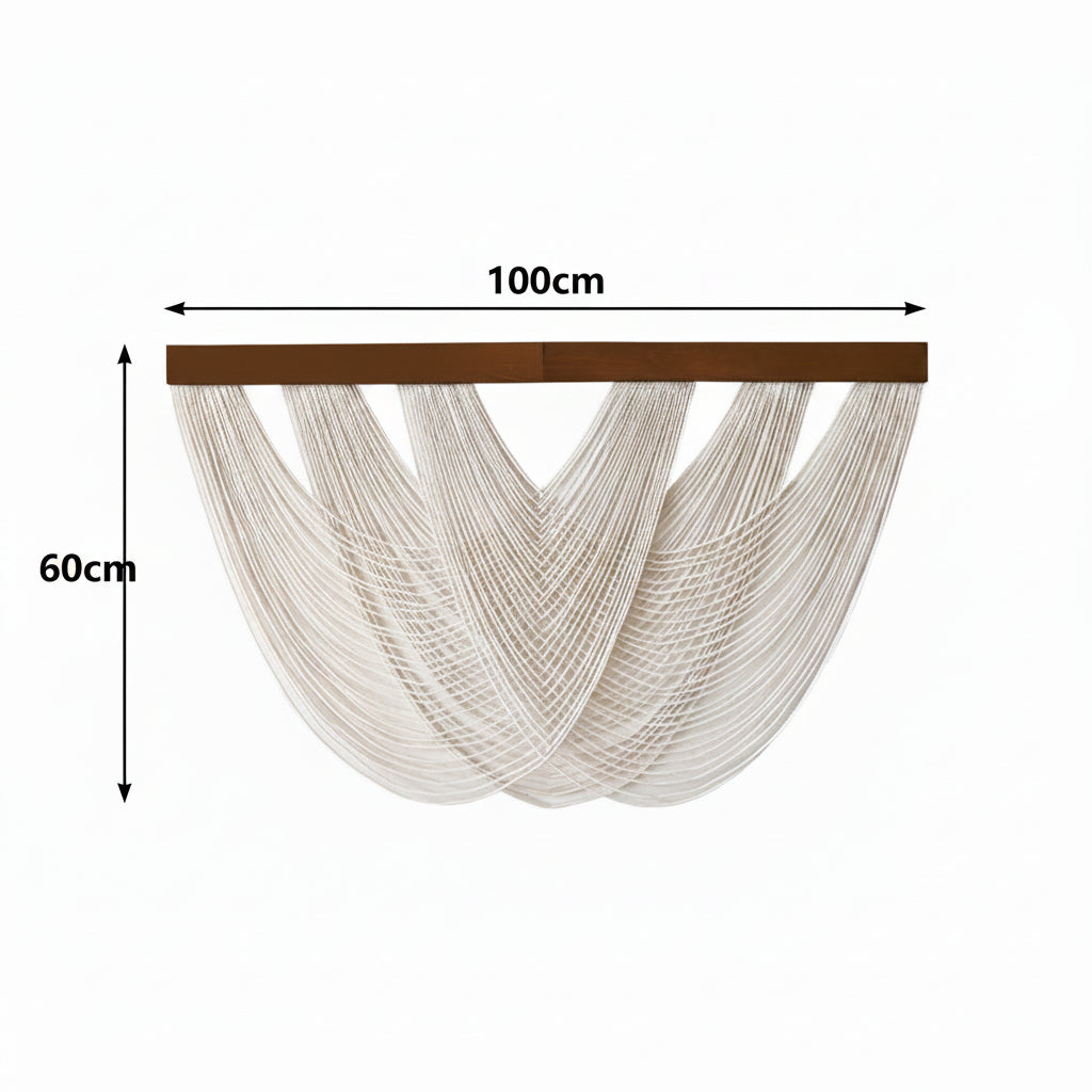 Wandpaneel aus Makramee im Boho-Stil aus Baumwolle 100x60 cm Minimalistische Wanddekoration aus Naturtextil für das Wohnzimmer | Sansoti