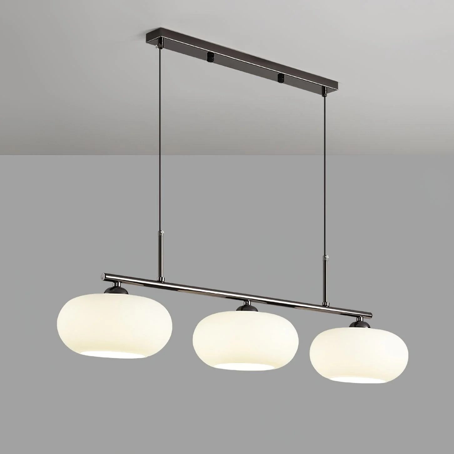 Bauhaus 3-kops hanglamp glas metaal zwart kookeiland eetkamer verlichting moderne design lamp minimalistisch interieur | Sansoti