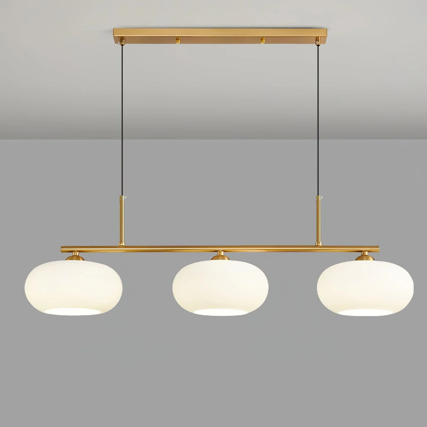 Bauhaus 3-kops hanglamp glas metaal zwart kookeiland eetkamer verlichting moderne design lamp minimalistisch interieur | Sansoti