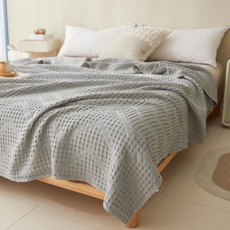 Katoenen Muslin Plaid 100x150-200x230cm Effen Geweven Deken Zacht Huidvriendelijk voor Bank Bed Auto | Sansoti