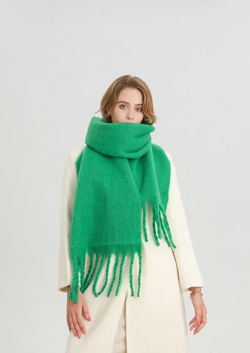 Luxe Wintersjaal met Grote Kwasten Dames 240x38cm Cashmere-Look Warme Halsdoek Stola voor Feestdagen Winter | Sansoti