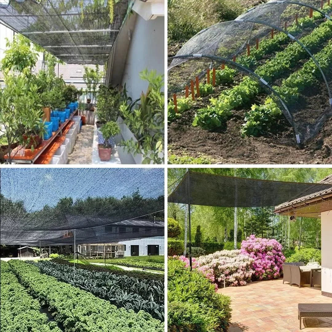 Schaduwdoek Zonwerend Gaas Zwart met Getapete Randen en Ringetjes voor Pergola Kas Tuin Patio Overkapping Terrasoverkapping Zonnescherm Tuinscherm Tuindoek Parasoldoek | Sansoti