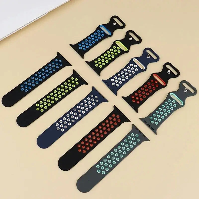 Silikonarmband für Smartwatches – atmungsaktives Sportarmband in zwei Farben für Uhren von 38 mm bis 49 mm, Unisex | Sansoti