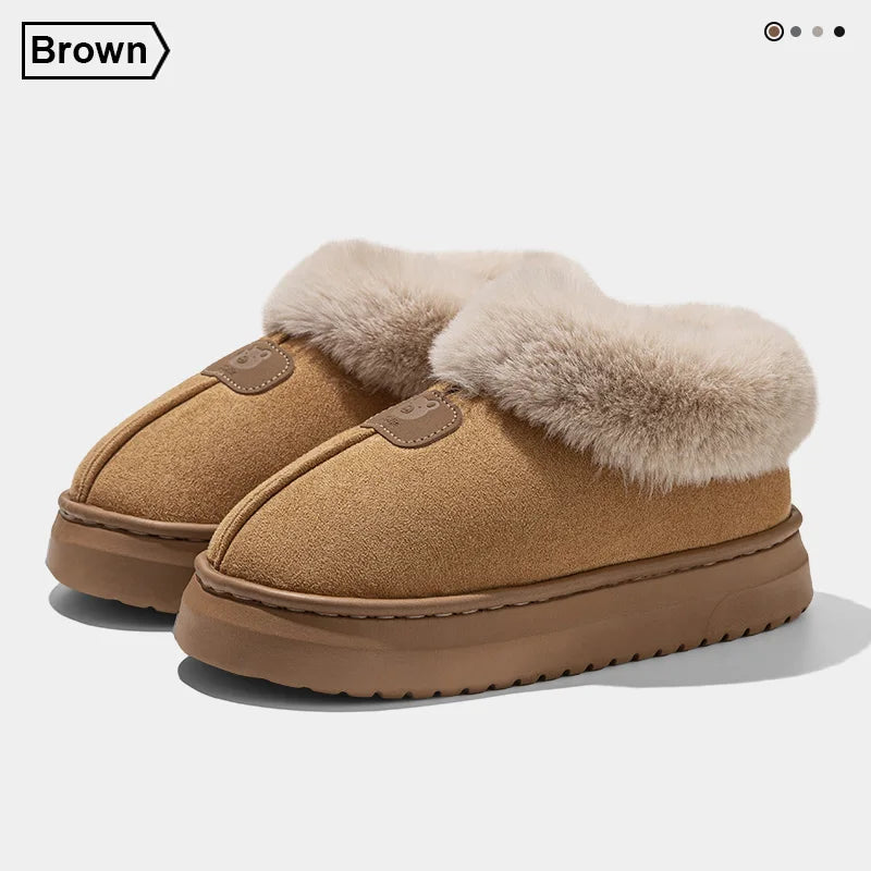 Lined Winter Slippers with High Ankle Warm House Slippers Thick Non-Slip Sole Unisex Indoor Outdoor | Sansoti