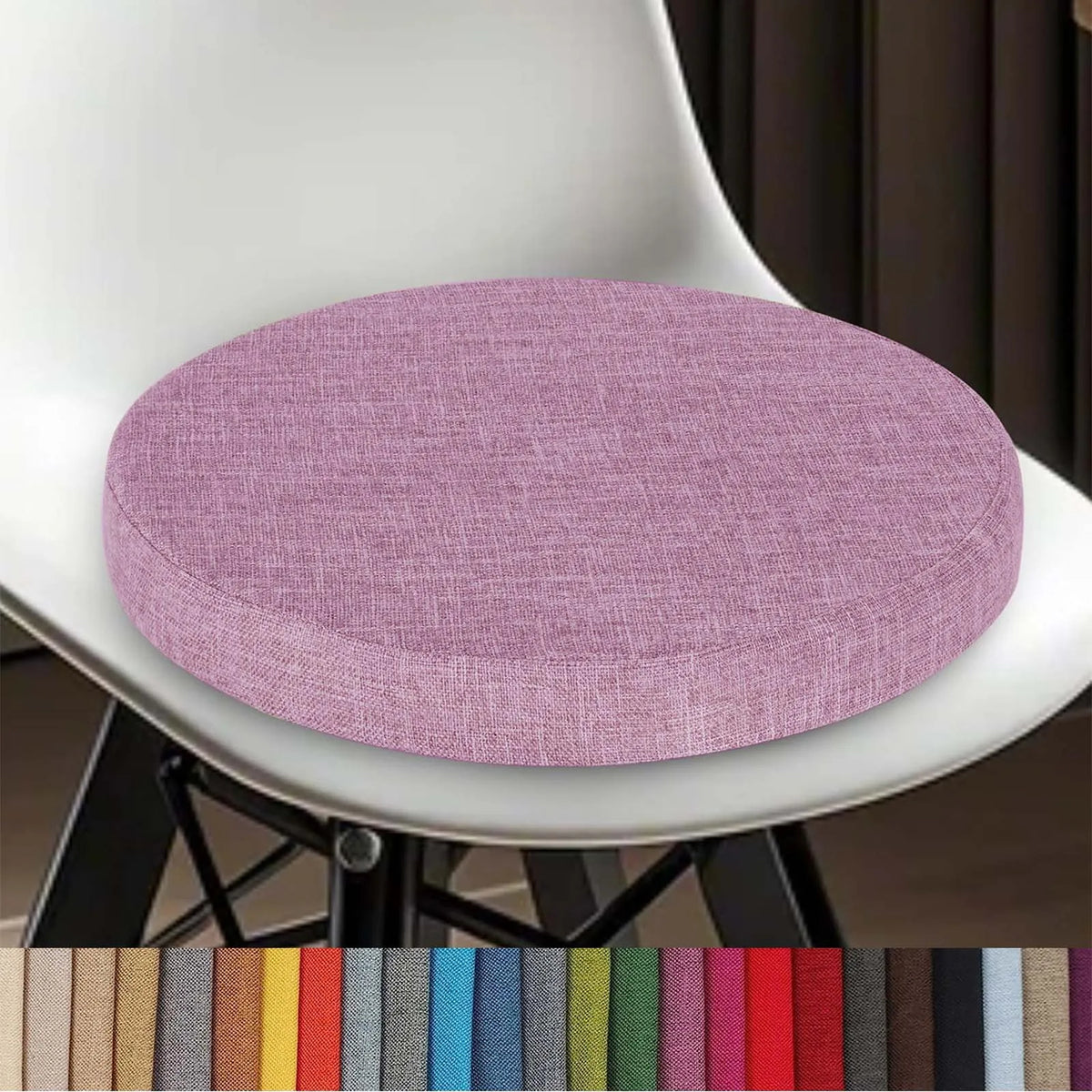 Cojín redondo de algodón y lino lavable con cremallera, 30-60 cm, para comedor, taburete de bar, cocina, oficina y silla de jardín | Sansoti