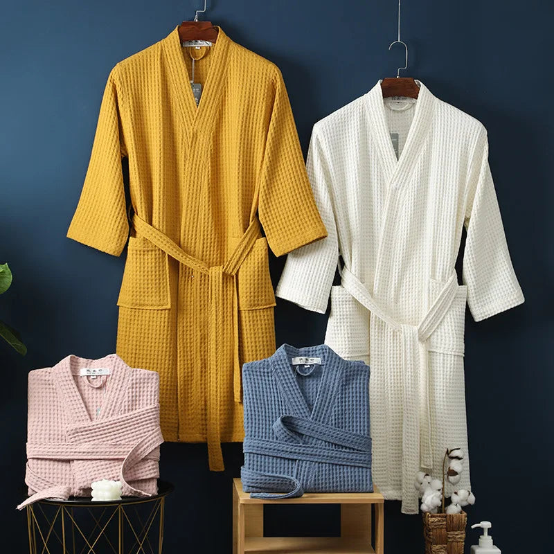 Katoenen Badjas Dames Heren Ochtendjas Zachte Badstof Kimono Wellness Spa Comfort Luxe Huispak Sauna | Sansoti
