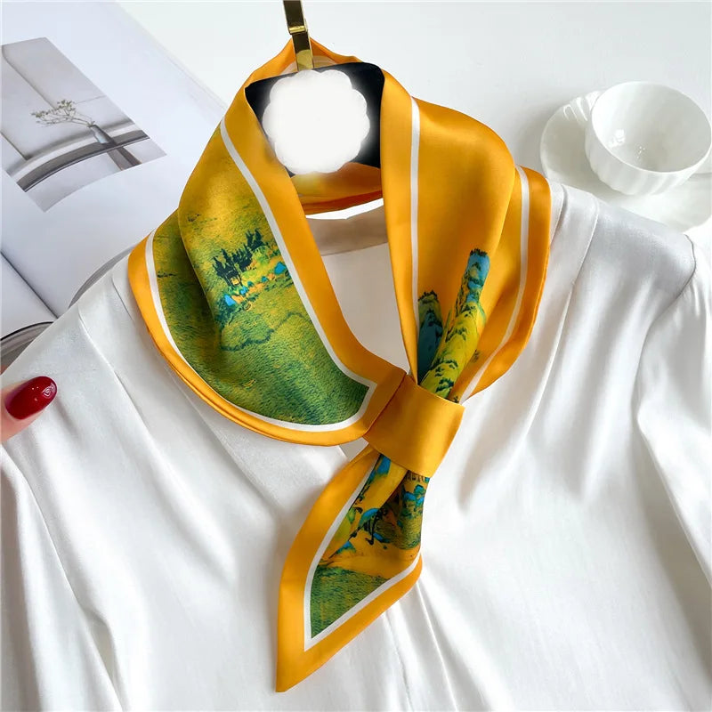 Satin Scarf with Animal Print 76x13cm Versatile Neck Ribbon Accessory for Everyday and Festive Use | Sansoti