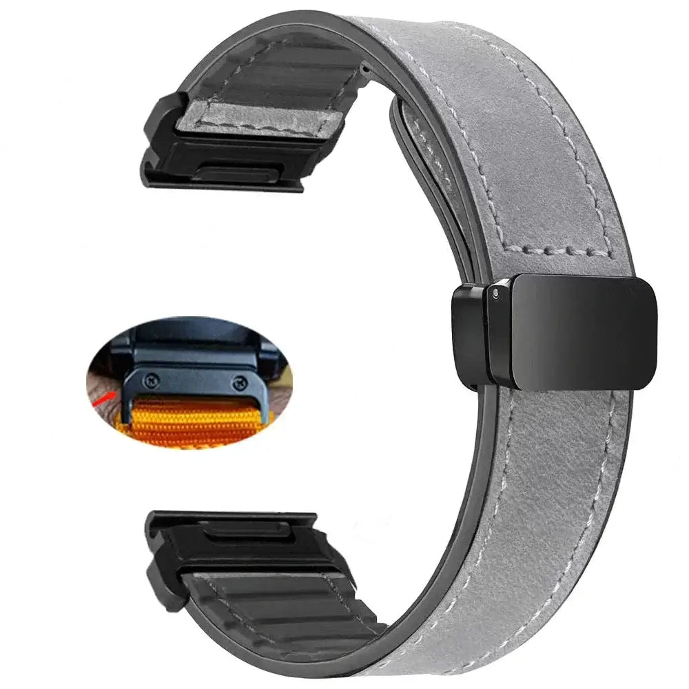 Lederarmband für Smartwatches mit magnetischem Verschluss, Schnellwechselsystem, 20 mm, 22 mm, 26 mm, universell | Sansoti