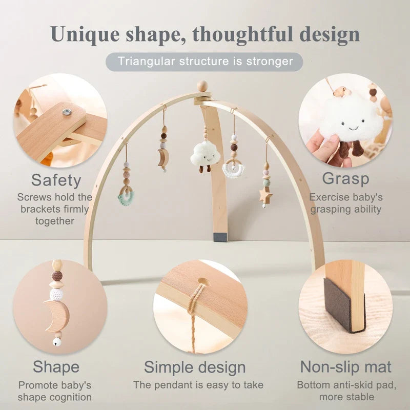 Houten Speelboog met Hangend Speelgoed voor Baby's - Stimuleert Motoriek en Zintuigen - Natuurlijk Hout - Nordic Design | Sansoti