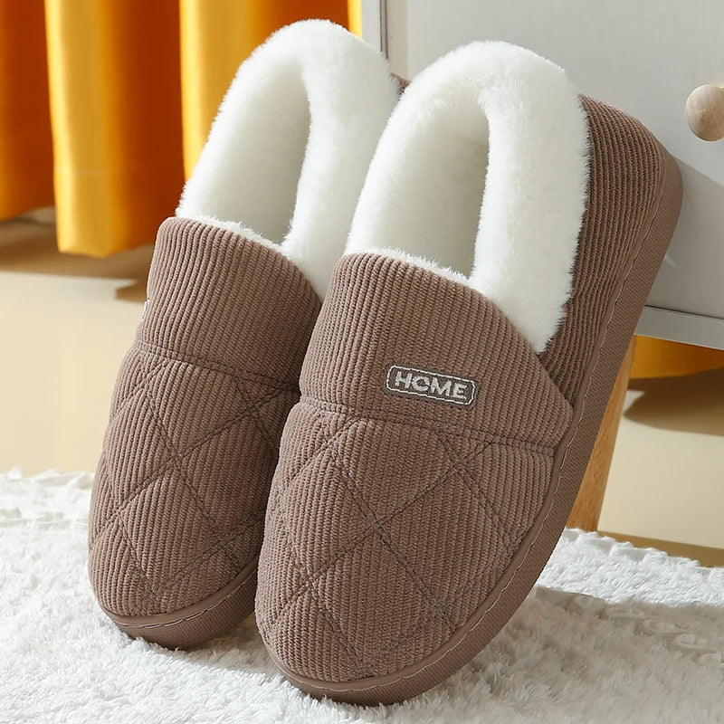 Pluszowe kapcie unisex, ciepłe kapcie zimowe z miękką podeszwą do noszenia w domu, antypoślizgowe, na jesień i zimę, komfortowe | Sansoti