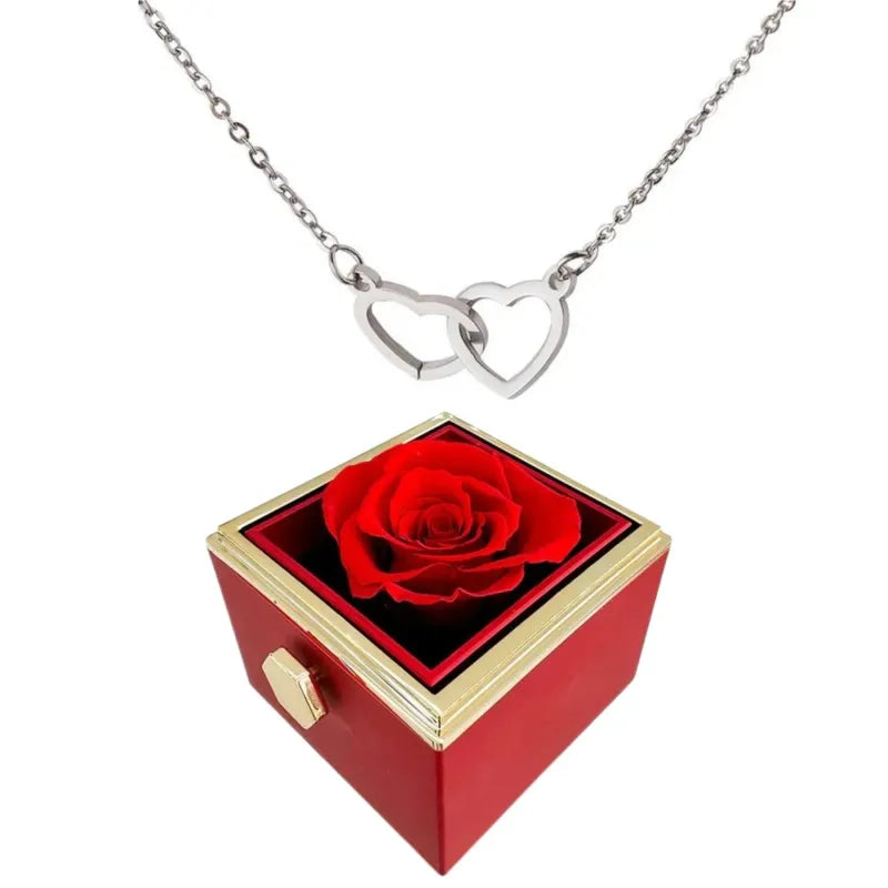 Hartvormige Ketting Twee Harten Titanium Staal Vrouwen Romantisch Sieraad Goud Zilver Rosé Geschenkdoos | Sansoti