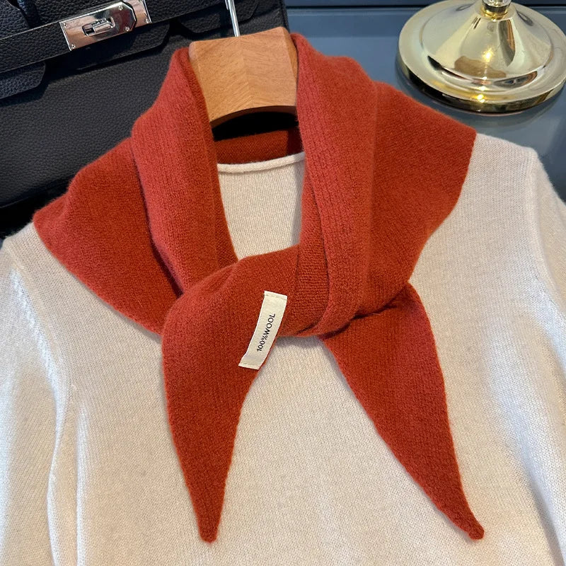 Knitted Woolen Triangle Scarf for Women, Winter-Warm Soft Neck Wrap, Solid-Color Design, Comfortable and Stylish | Sansoti