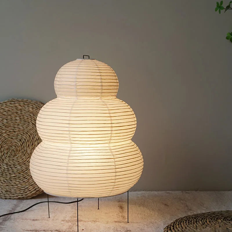 Japanische Stehleuchte 60cm, Papier und Metall, E27, dimmbares warmes Stimmungslicht für Wohnzimmer und Schlafzimmer, moderne Stehlampe | Sansoti