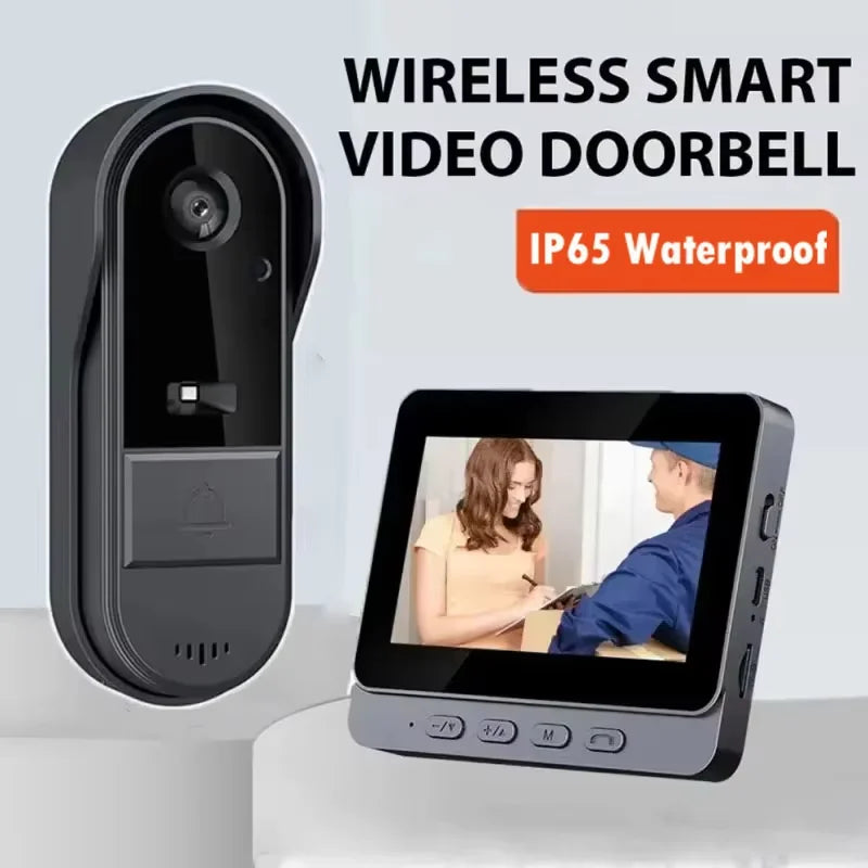 Draadloze Video Deurbel met 4.3 inch Scherm Nachtzicht 170° HD Intercom Waterdicht voor Thuisbeveiliging | Sansoti