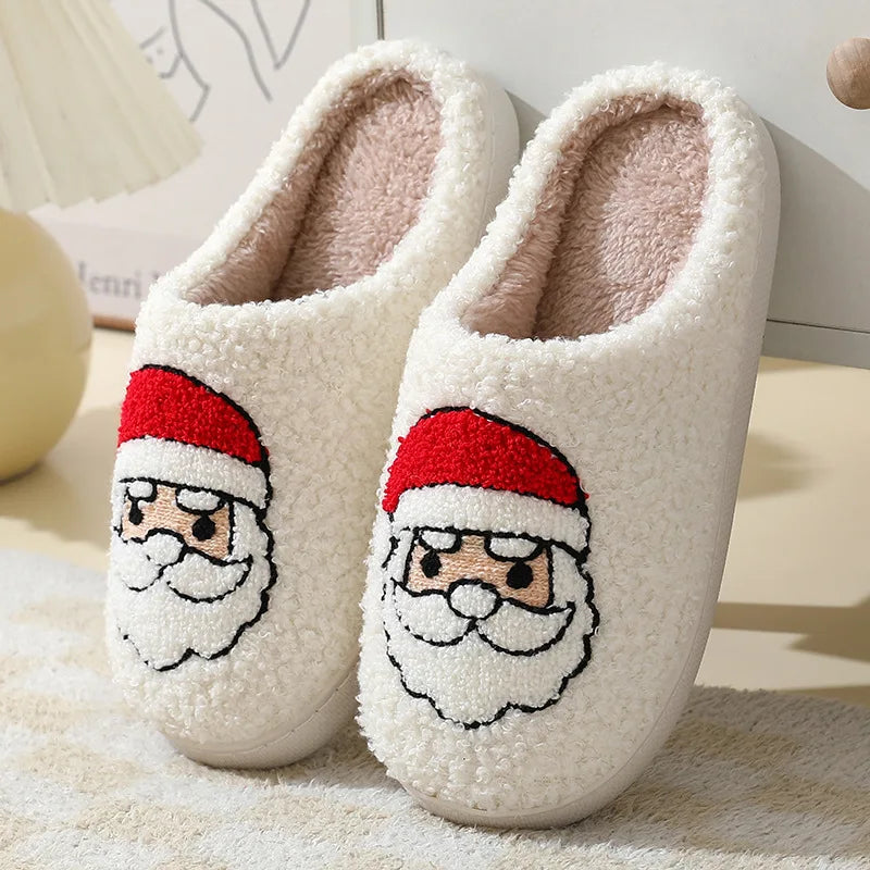Festive house slippers with a Christmas design, winter warmth, non-slip indoor shoes, comfortable for women and men | Sansoti