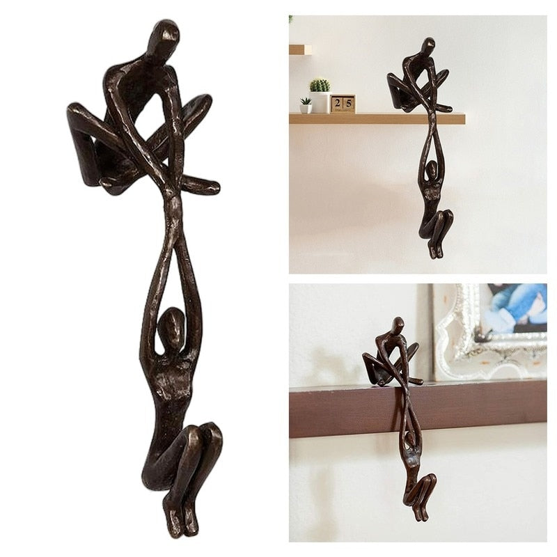 Decoratief beeld polystone 20cm zwart woonkamer sculptuur modern kunst beeld liefde verbinding | Sansoti