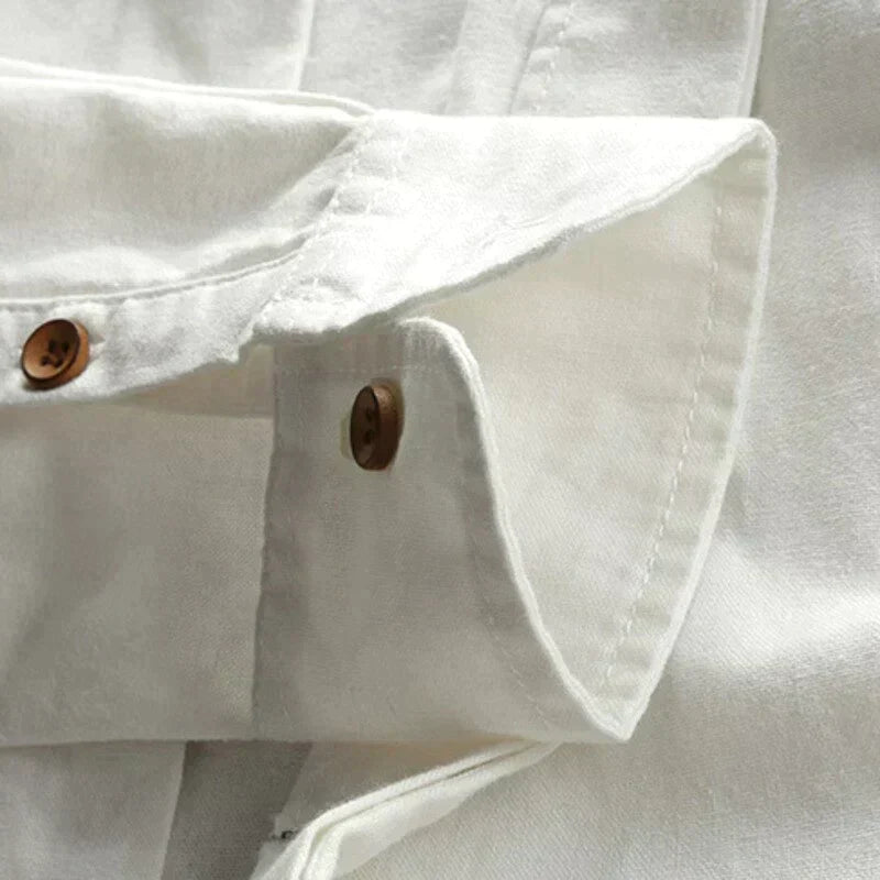 Japanese-inspired men's shirt, linen-cotton, elegant, casual or formal, long-sleeved, comfortable and soft for men | Sansoti
