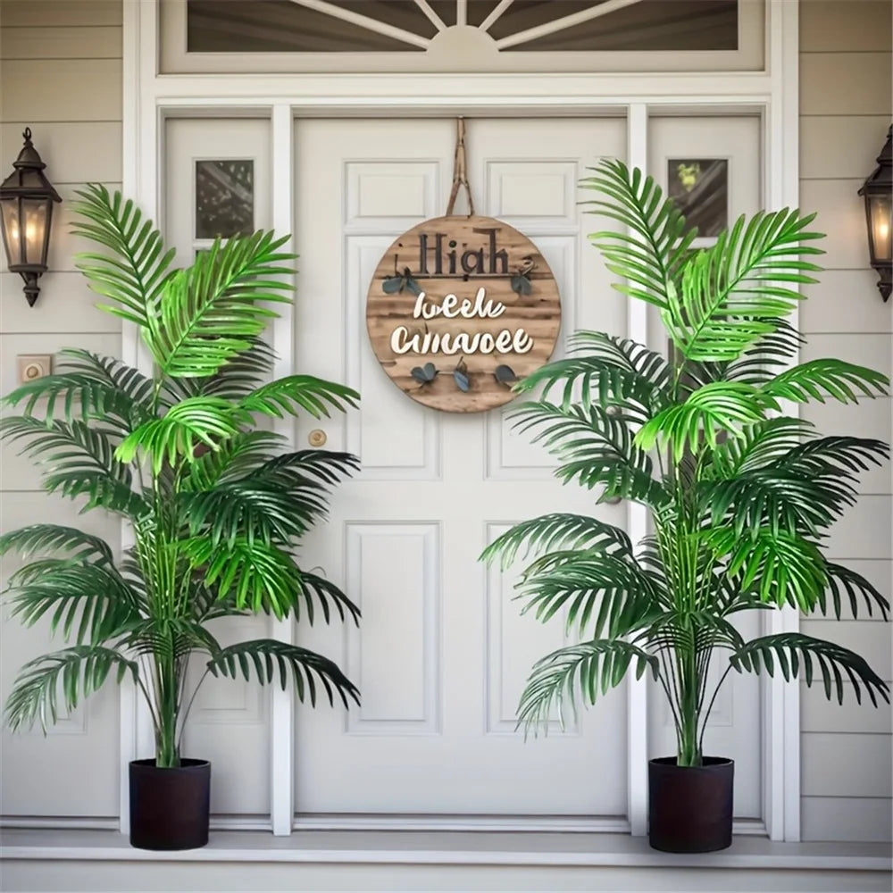 Kunstplant Areca Palm 90cm 24 Bladeren Buiten Binnen Woonkamer Slaapkamer Nep Palm Decoratieve Kunstboom Set van 2 | Sansoti