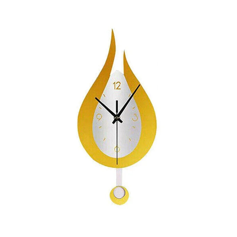 Acryl Slinger Wandklok met Stil Uurwerk – Moderne Waterdruppelvorm in Metaal voor Woonkamer en Slaapkamer | Sansoti