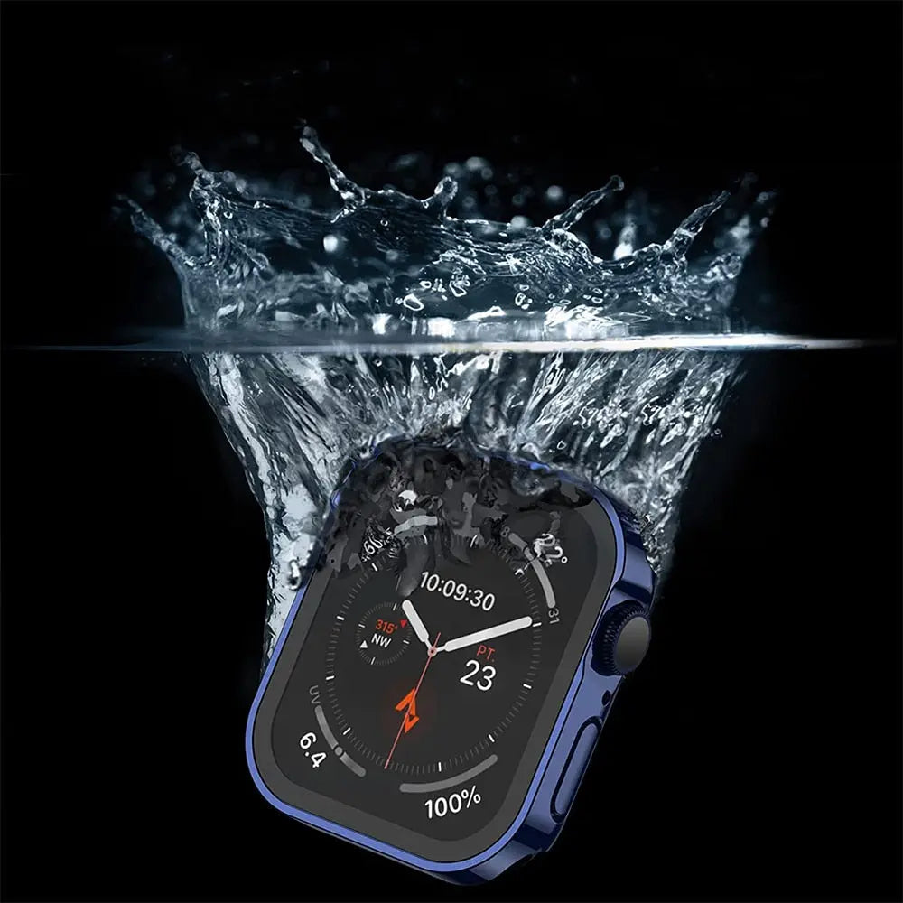 Protective Case with Tempered Glass for Smartwatch 40mm 41mm 44mm 45mm Black Silver Transparent Watch Case | Sansoti