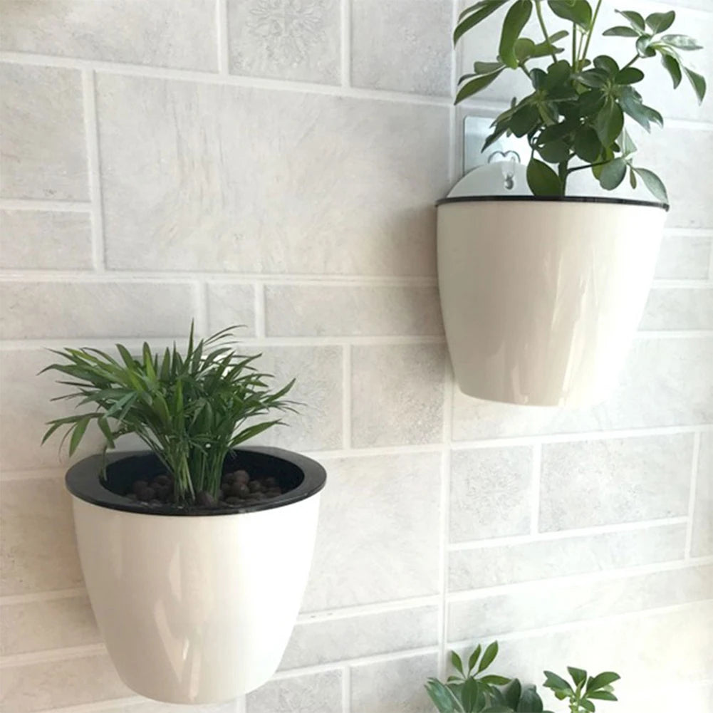 Bloempot Buiten Wandmontage Wit Kunststof Zelfwatergevend Balkon Muur Hydrocultuur Plantenpot Binnen Tuin Kantoor Ophangpot | Sansoti