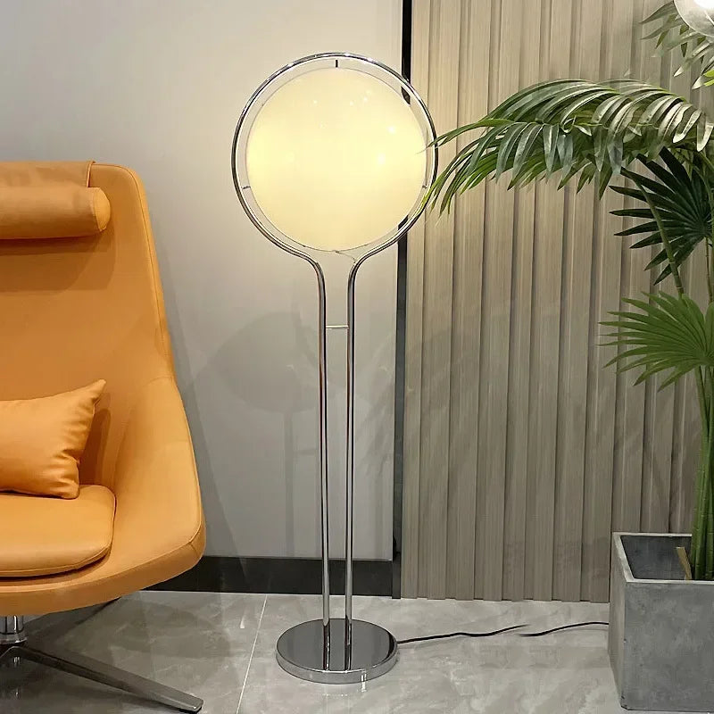 Vloerlamp Bol Wit Acryl Chroom Metaal Art Deco Design E27 LED | Sansoti