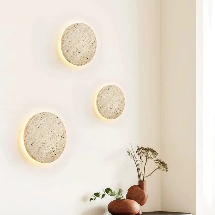 Wandlamp Travertin Rond LED Modern Natuursteen Ø23 Ø30 | Sansoti