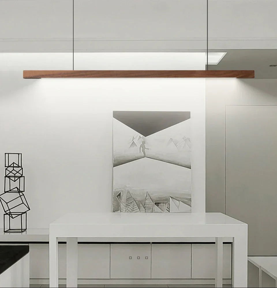 Suspension Bois LED Linéaire Dimmable 80cm 120cm 150cm Table à Manger Cuisine Salon | Restfield