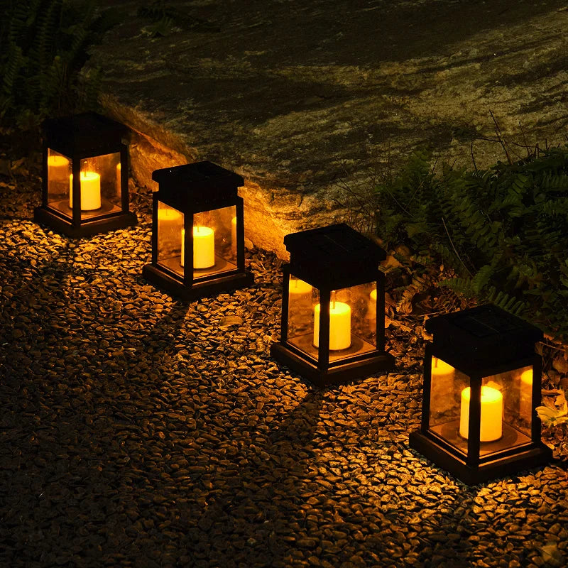 Zonne-energie Lantaarn met Kaarsvlam Effect voor Tuin & Terras – Waterdicht IP65 LED Tuinlantaarn Automatische Schemersensor | Sansoti