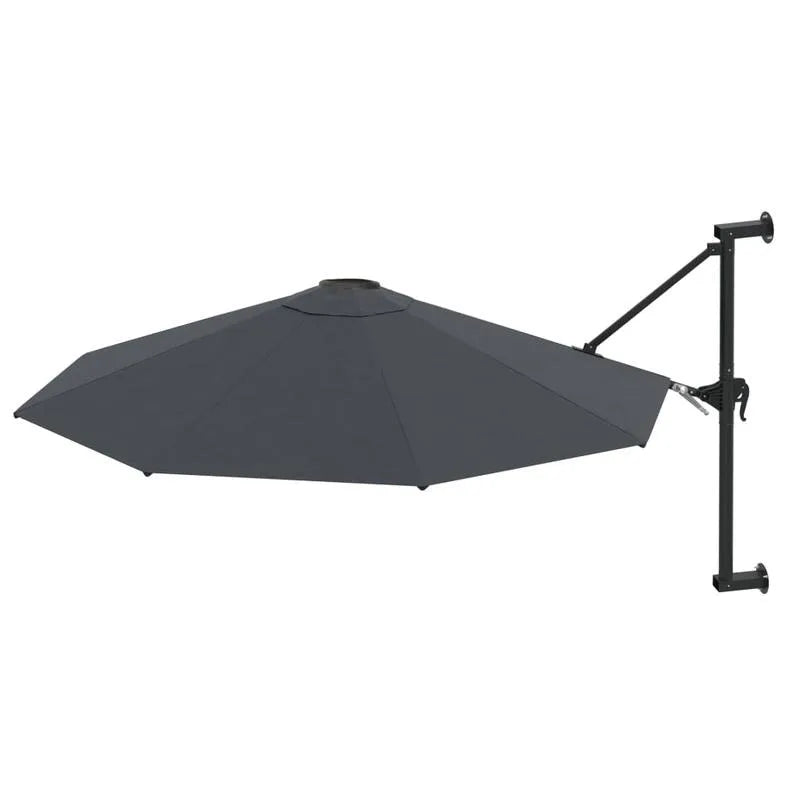 Półokrągła markiza ścienna 300 cm antracytowa na balkon, taras i do ogrodu, parasol z mechanizmem korbowym, ochrona UV | Sansoti