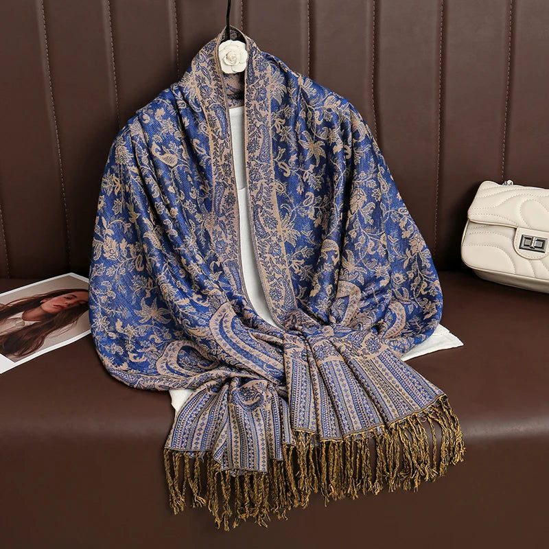Pashmina Wrap Cashmere-look Women's 70x190cm Soft Winter Scarf Four Seasons Warm Foulard Elegant Scarf | Sansoti