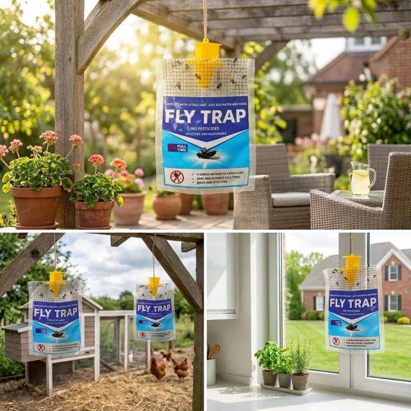 Piège à insectes suspendu pour l’extérieur avec appât naturel, piège à mouches jetable pour jardin, terrasse, balcon et camping | Sansoti