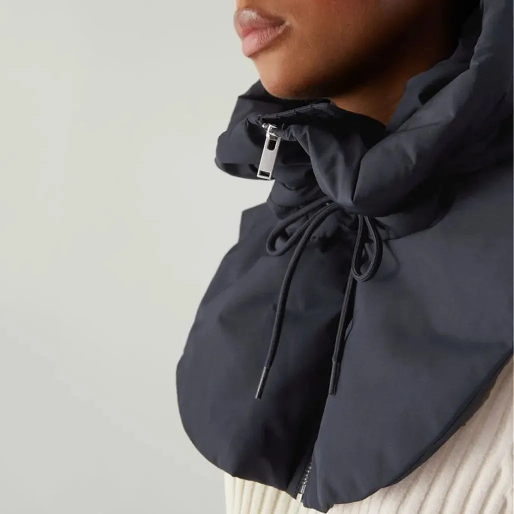 Hooded Scarf Knitted Neck Warmer Zipper Women's Winter Polyester Cotton Neck Warmer Comfortable Soft Warm | Sansoti