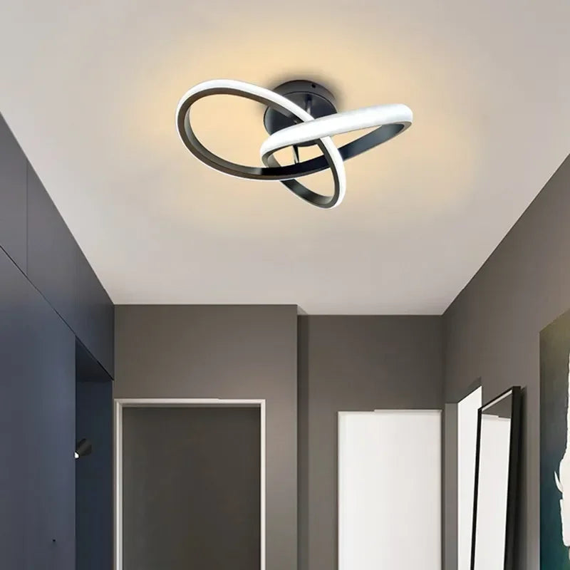 LED Plafondlamp Twee Ringen Design Warm Wit 18W Aluminium Acryl Modern Hal Gang Kantoor Balkon Verlichting | Sansoti