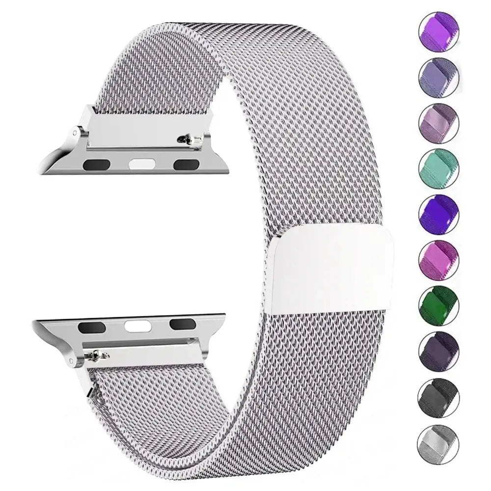 Magnetisches Uhrenarmband aus Edelstahl-Mesh, verstellbar, Smartwatch-Zubehör, 38–49 mm, universell | Sansoti