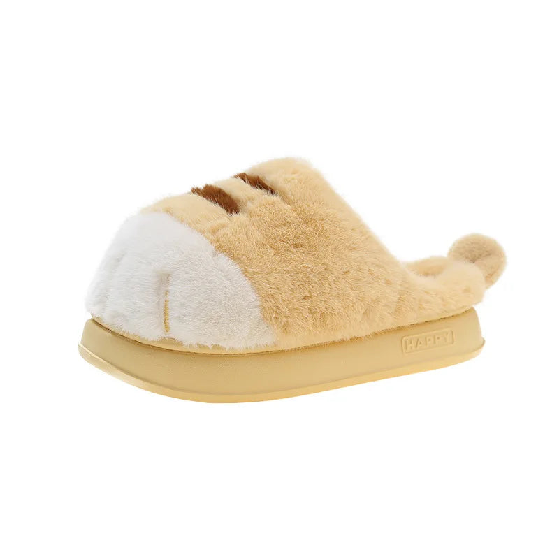 Pluche Instapslippers Kattendesign Antislip Warme Pantoffels Dames Huisschoenen Slides Comfortabel Binnenshuis | Sansoti