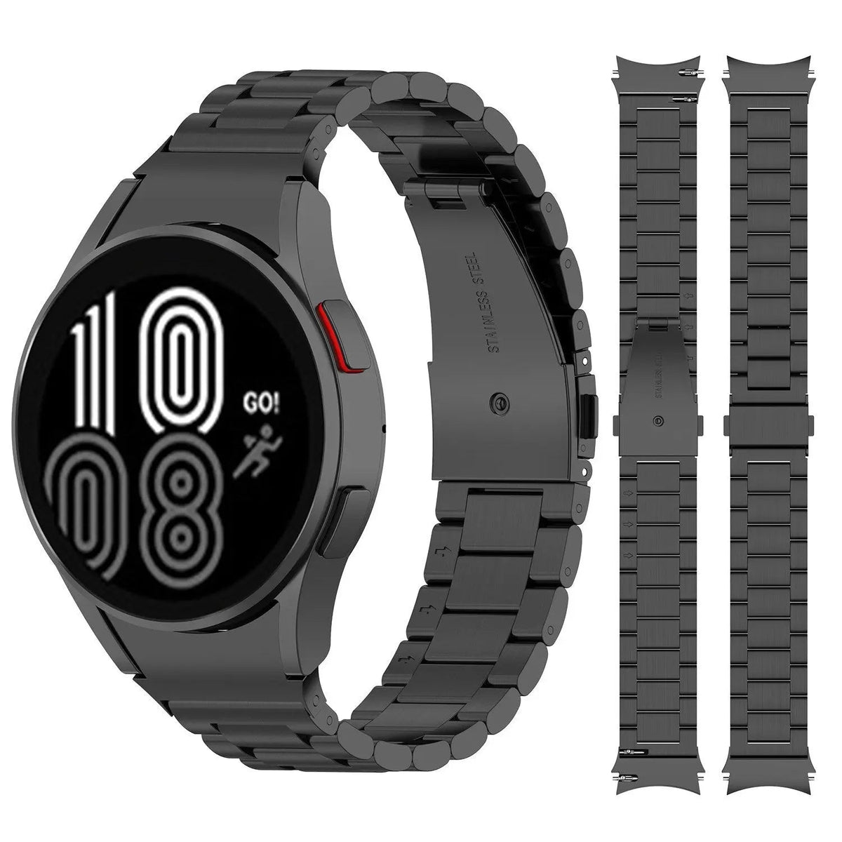 Premium Stainless Steel Leather Watch Band Galaxy Watch 5 40mm 44mm 45mm Pro Adjustable Replaceable Wristband | Sansoti