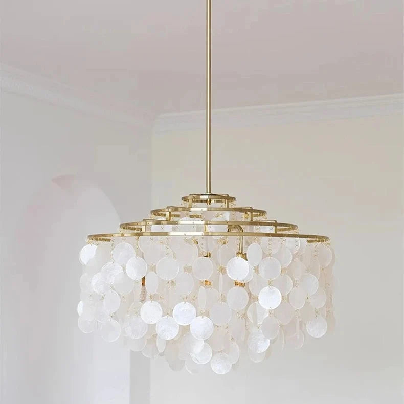 Runder Muschel-Kronleuchter Gold Silber LED Wohnzimmer Esszimmer Schlafzimmer Hotellobby Treppenhaus Salon | Sansoti
