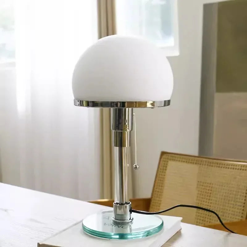 Tafellamp met Glazen Bol Chroom Voet Modern Design Bauhaus-geïnspireerd Sfeerverlichting Werkplek Slaapkamer | Sansoti
