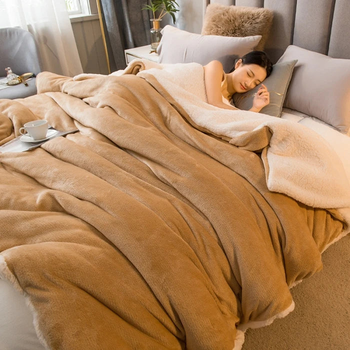Wollplaid Decke | Warm & Weich | Wendbar | Für Bett, Sofa & Winter